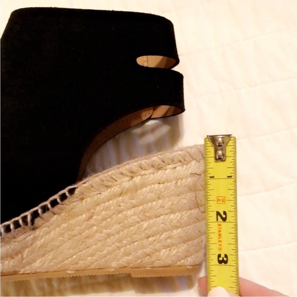 NIB Bettye Muller, Espadrille Sling Wedges, Black Suede/Woven Straw, Sz 9 - Picture 5 of 6